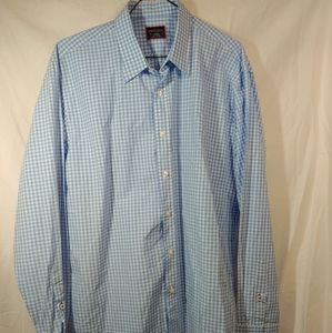 Untuckit blue plaid long sleeve button up Large